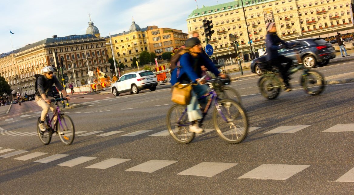 Cyklister i Stockholmstrafiken.
